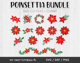 Weihnachtsstern SVG Bundle: Weihnachtsblume & Stechpalmenkranz - Etsy  sterreich