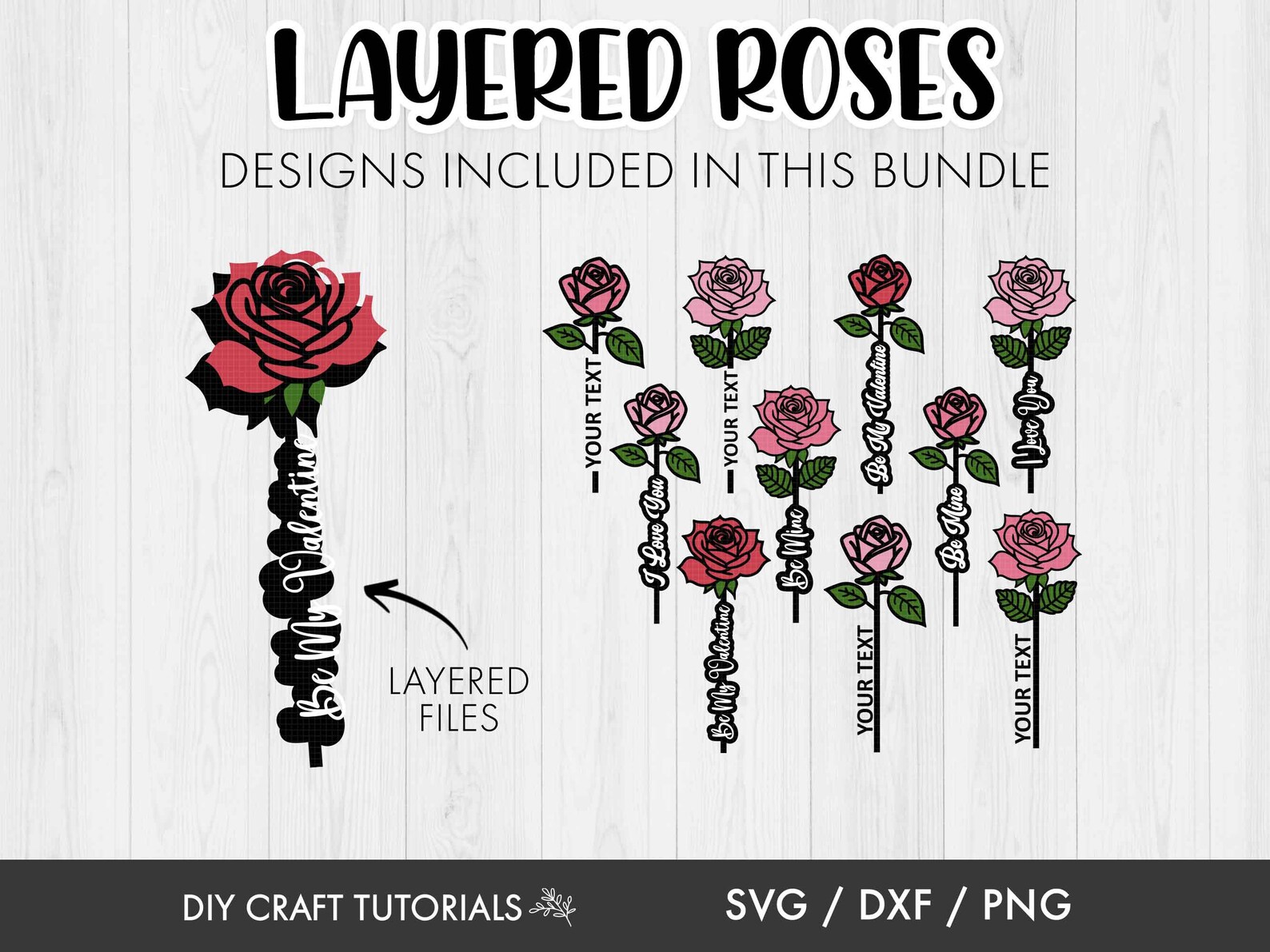 Laying Roses Svg Layered Rose SVG: Valentine's Day Flower Templates - Etsy