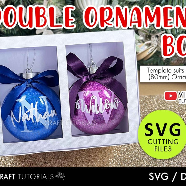Double Ornament Box SVG, Christmas Ornament Gift Box svg, Box for two Ornaments, Christmas Box template, Ornament Gift Box svg, gift box svg