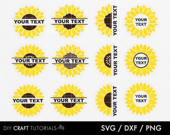 Sunflower Monogram SVG Bundle: Split Family Name Design