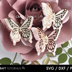 Butterfly SVG, 3D Butterfly svg, Butterfly template, commercial use, Printable Butterflies, Butterfly wall decor, dxf, pdf, but-01 image 2