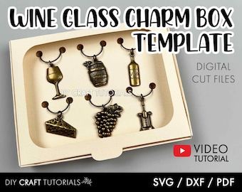 Wine Glass Charm Display Box Template, Wine Glass Charm Gift Box SVG, Wine Glass Charm SVG, Packaging svg, svg file, wine charm holder