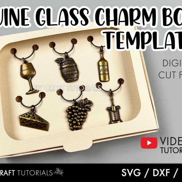 Wine Glass Charm Display Box Template, Wine Glass Charm Gift Box SVG, Wine Glass Charm SVG, Packaging svg, svg file, wine charm holder