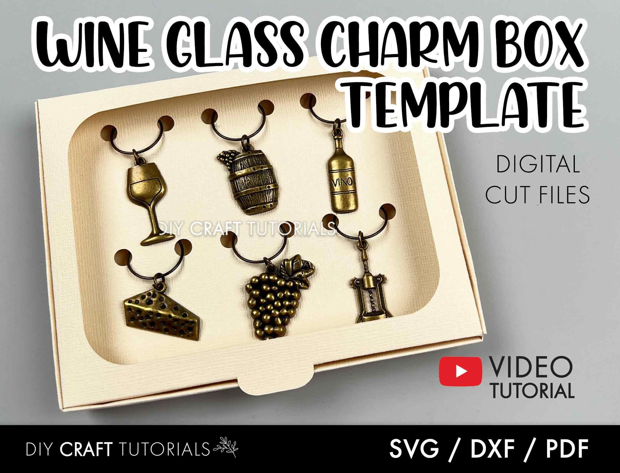 Wine Glass Charm Display Box Template Wine Glass Charm Gift Etsy