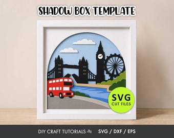 London Shadow Box SVG | Tower Bridge & Big Ben Layered Paper Art