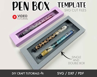 Pen Box SVG Template: Single & Double Pen Display Card Cut Files