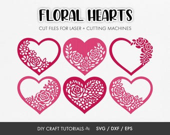 Floral Heart SVG Bundle | Rose Heart Cut Files