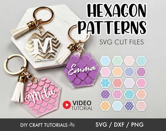 Keychain svg bundle, Hexagon Pattern svg, Patterns Svg, Keychain svg, keyring patterns svg, keychain patterns svg, key fob svg, hexagon svg