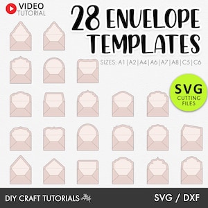 Envelope SVG Templates - 8 Sizes, envelope template svg, wedding envelope svg, envelope svg, A1, A2, A4, A6, A7, A8, C5, C6, svg for cricut