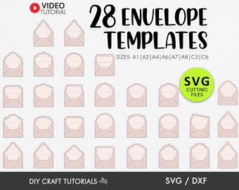 Envelope SVG Templates - 8 Sizes, envelope template svg, wedding envelope svg, envelope svg, A1, A2, A4, A6, A7, A8, C5, C6, svg for cricut
