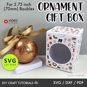 2.75in or 70mm Christmas Ornament Gift Box svg, Ornament Box SVG, Christmas SVG, gift box svg, Christmas Box template, Ornament Gift Box svg