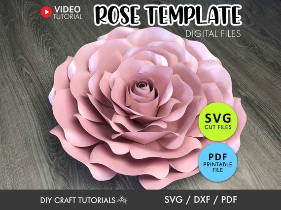 Paper Rose svg, Large Paper Rose Template, Rose Svg, 3D Paper Flowers, DIY Paper Flowers, Paper Rose Svg, Cricut svg, giant flower svg