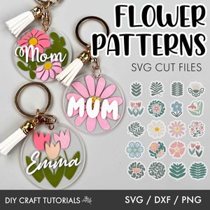 Abstract Flower svg, Flower svg, flower keychain svg, keychain pattern svg, keychain svg, keyring svg, retro flower svg, cricut svg