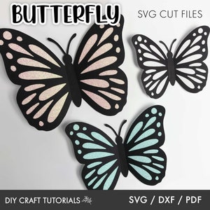 Butterfly SVG, 3D Butterfly svg, Butterfly template, glowforge svg, printable butterflies, Layered Butterfly svg, Butterfly silhouette