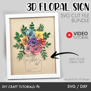 Paper Flower Arrangement svg, Flowers In Jar SVG bundle, Jar of flowers svg, rolled flower svg, flower svg, leaves svg, flower vase svg