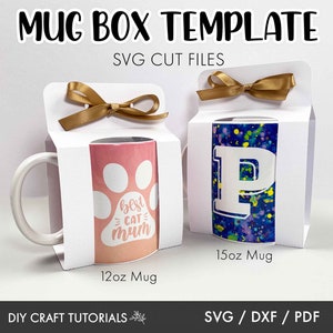 12oz and 15oz MUG BOX SVG, Mug press svg, Mug holder svg, gift box svg, Cricut Mug Press svg, Mug Gift Box Template, coffee mug svg
