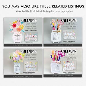 Calendar svg, Desk Calendar svg, printable calendar, floral calendar svg, mini desk calendar svg, 2026 calendar, 2027 Calendar 画像 6