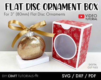 3" Flat Disc Ornament Box SVG, Christmas Ornament Gift Box svg, Christmas SVG, Christmas Box template, Ornament Gift Box svg, gift box svg