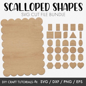 Scalloped Shape svg, Scalloped Frame svg, Labels svg, Scallop Circle svg, Frames SVG, Tags svg, Laser cut files, Cricut svg, Glowforge