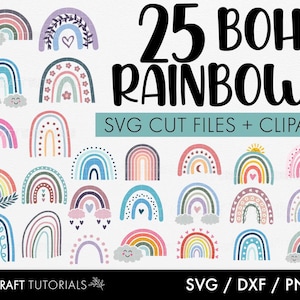 Boho Rainbow svg, Rainbow svg, cute rainbow svg, rainbow svg bundle, rainbow clipart, svg files for cricut, silhouette, pastel rainbow svg