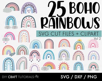 Boho Rainbow svg, Rainbow svg, cute rainbow svg, rainbow svg bundle, rainbow clipart, svg files for cricut, silhouette, pastel rainbow svg