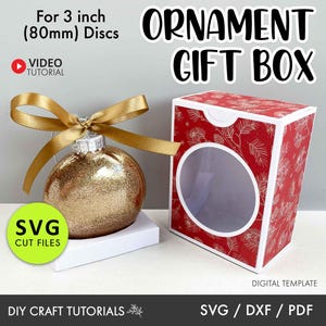 3&quot; Flat Disc Ornament Box SVG, Christmas Ornament Gift Box svg, Christmas SVG, Christmas Box template, Ornament Gift Box svg, gift box svg