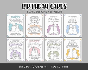 Pet Lover Birthday Card SVG Bundle: 8 Insert Cards and Envelope