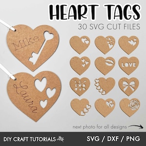 Gift Tag SVG, gift tag template, heart tag svg, valentine gift tag svg, label svg, glowforge svg, laser cut file, svg files for cricut