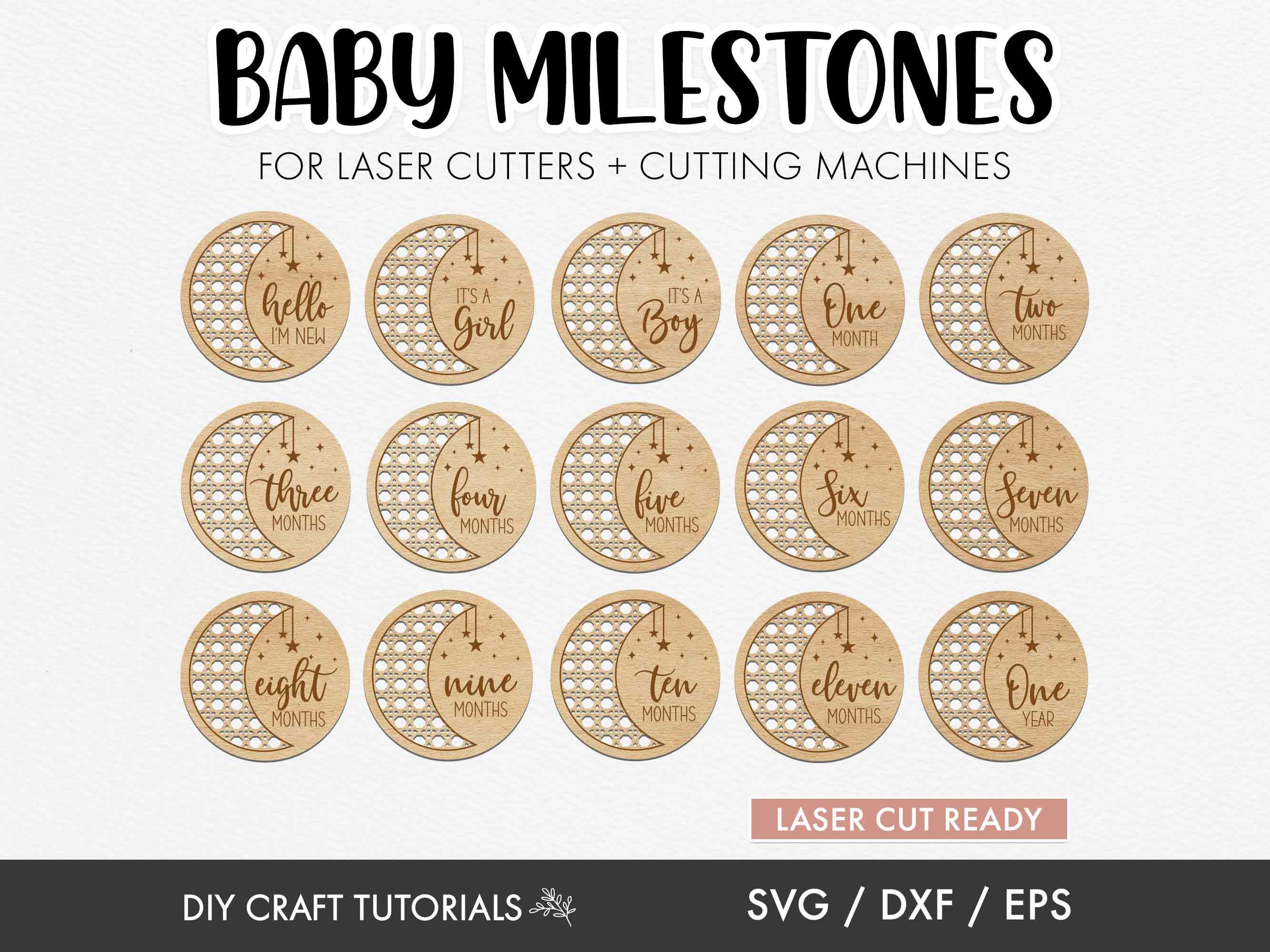 Celestial Baby Milestone Discs SVG: Moon & Star Laser Cut File - Etsy