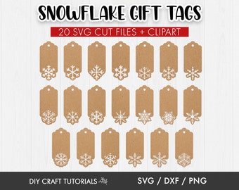 Sneeuwvlok Gift Tags, Gift Tags SVG, Tags SVG, label SVG, Gift Tag sjabloon, Glowforge SVG, lasergesneden bestand, kerst tags SVG, cricut SVG