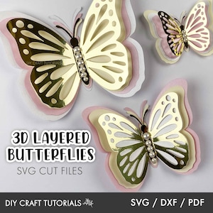 Butterfly SVG, 3D Butterfly svg, Butterfly template, Layered Butterfly svg,  Butterfly wall decor, Svg files for cricut, svg bundle