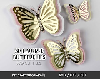 3D Butterfly SVG Bundle: Layered Butterfly Template (PDF)
