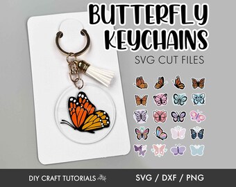 Butterfly Keychain SVG Bundle: 20 Layered Designs