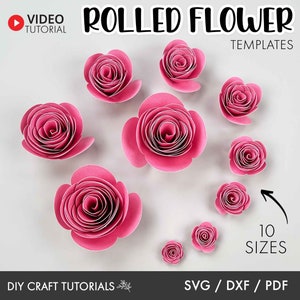 Rolled Flower svg - 10 Sizes, 3D Flower svg, Rolled Rose svg, Rolled Paper Flowers SVG, Cricut svg, 3D Paper Flowers, Rose svg, Paper Rose