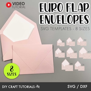 Euro Flap Envelope SVG Template - 8 Sizes, envelope template svg, wedding envelope svg, envelope svg, A1, A2, A4, A6, A7, C6, A8, cricut svg