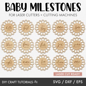Boho Milestone Discs, Baby Milestone Discs Svg, monthly milestone svg, Baby Milestone SVG, laser cut file, cricut svg, glowforge, xTool svg