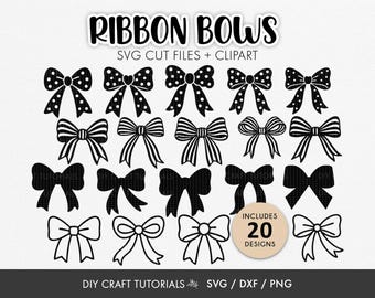 Ribbon Bow SVG Clipart Bundle | 20 Bow Designs (Digital Download)
