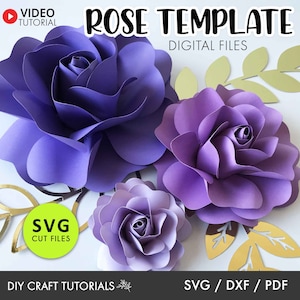 Set of 3 Paper Rose Templates, Paper Flower svg, 3D Paper Flowers svg, Paper Flower template, Paper Rose svg, Rose Svg, Flower svg