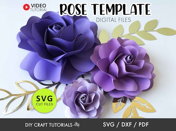 Set of 3 Paper Rose Templates, Paper Flower svg, 3D Paper Flowers svg, Paper Flower template, Paper Rose svg, Rose Svg, Flower svg