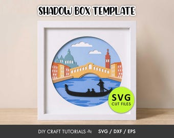 Venice Shadow Box SVG | Gondola Layered Paper Art Template