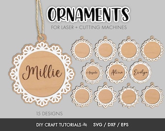 Christmas Ornament SVG Bundle | Laser Cut Lace Ornaments
