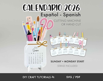 Calendario 2026 en Español SVG PDF | Spanish Calendar Template | Calendar svg