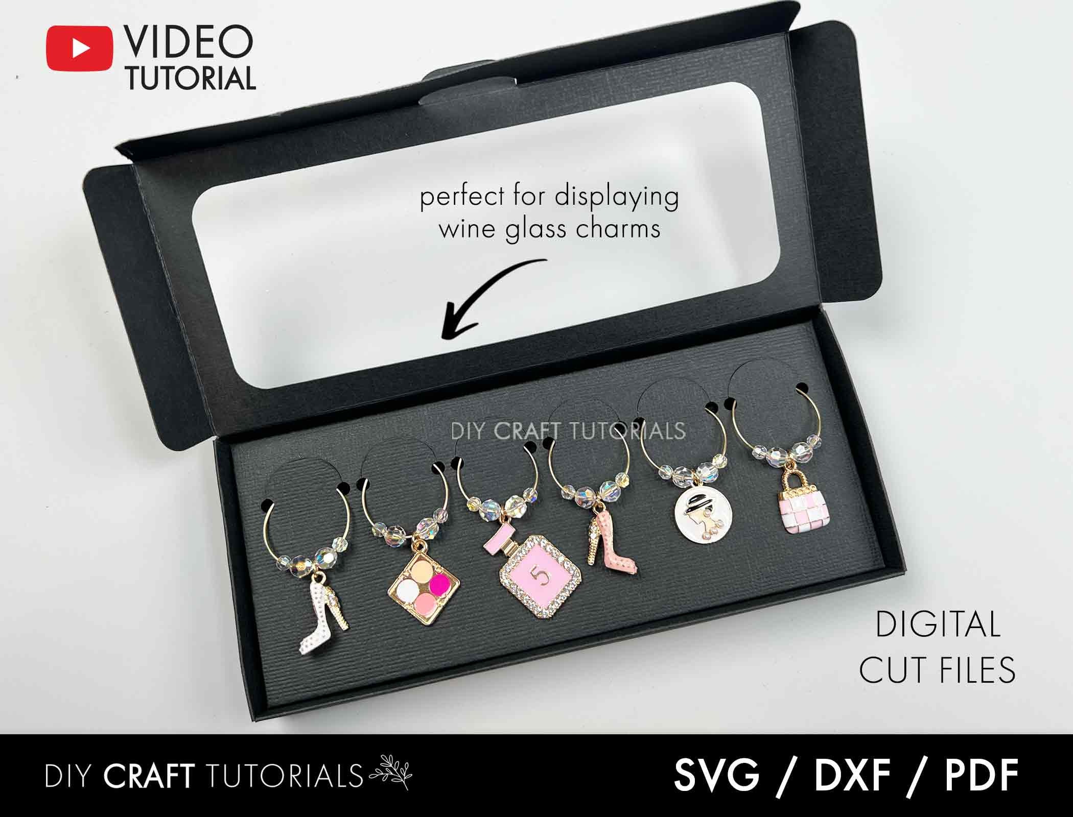 Wine Glass Charm Box Template Wine Glass Charm Display Box Etsy Australia