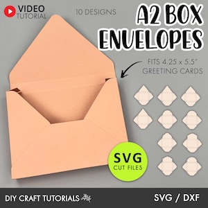 A2 Box Envelope Svg, Greeting Card Envelope, 3D envelope box, card envelope, envelope template svg, wedding envelope, envelope svg, cricut