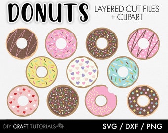 Donut SVG Bundle: Layered Cut Files & Clipart