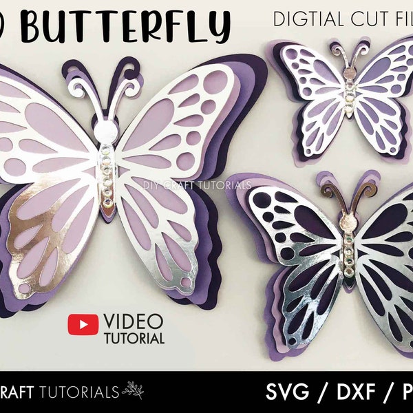 Butterfly SVG, 3D Butterfly svg, Butterfly template, Butterflies svg, Layered Butterfly svg, Svg files for cricut, Svg bundle, wall art svg