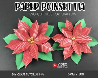 3D Paper Poinsettia Template: Christmas Flower SVG, Cricut Cut Files