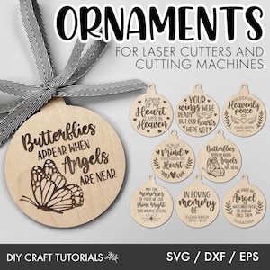 Memorial Ornament svg, Christmas Ornament svg, laser cut file, Sympathy svg, Angel wing svg, In memory svg, Memorial Christmas Ornament svg