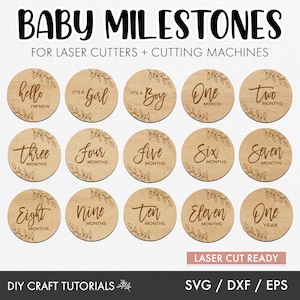 Baby Milestone Discs Svg, Baby Milestone SVG, Wooden Baby Milestone discs, monthly milestone svg, glowforge, xTool, laser cut file