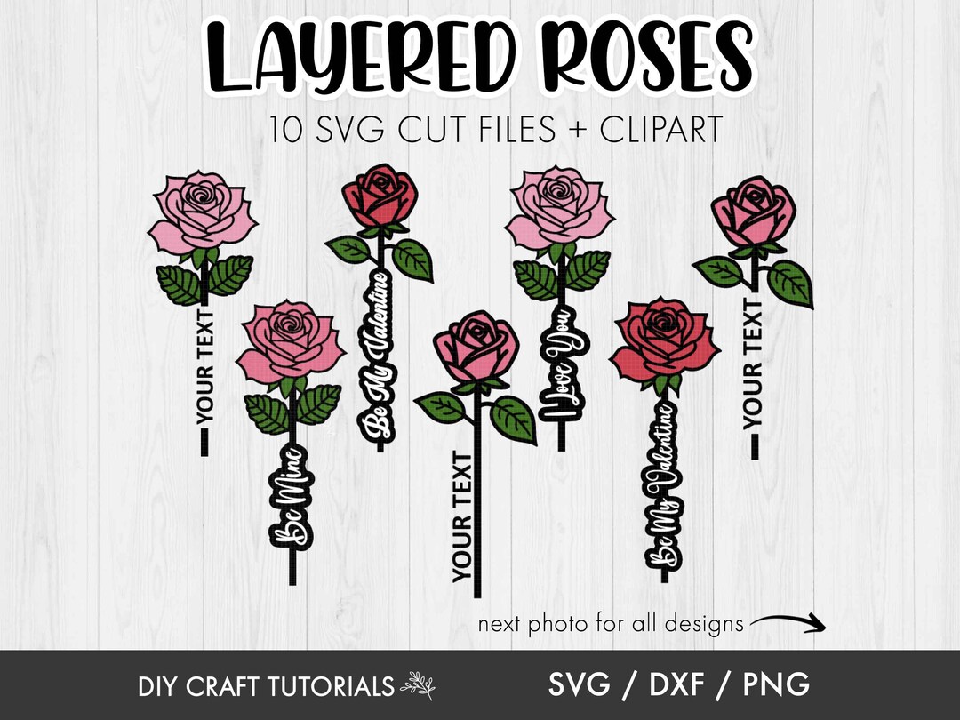 Laying Roses Svg Layered Rose SVG: Valentine's Day Flower Templates - Etsy